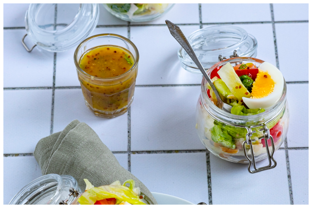 Vissalade à la Camiel met honingmosterddressing