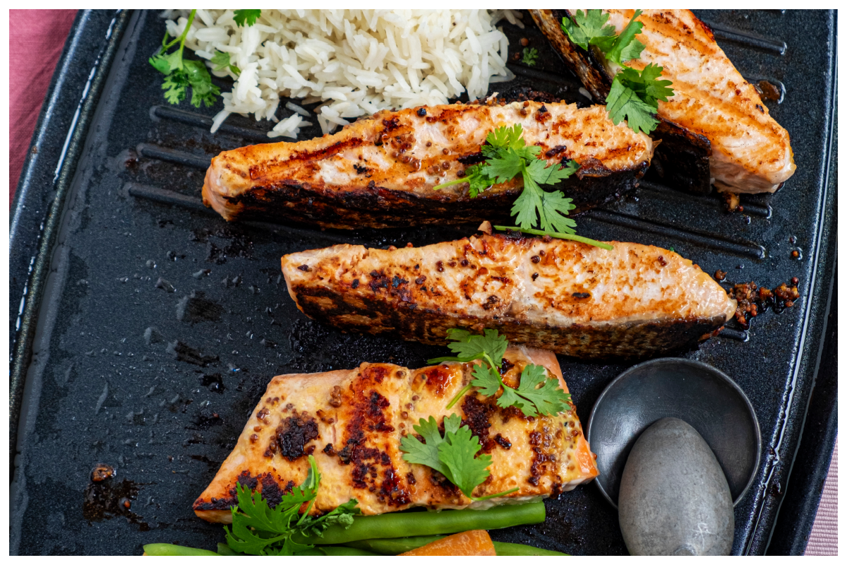 Zalm in marinade van mosterd en rietsuiker