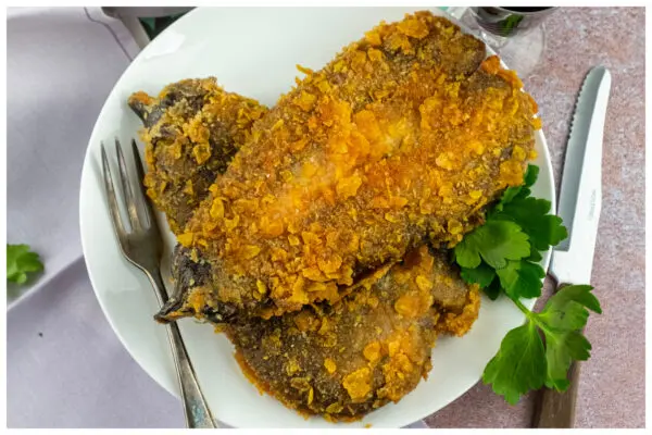 Gefrituurde schnitzel van aubergine