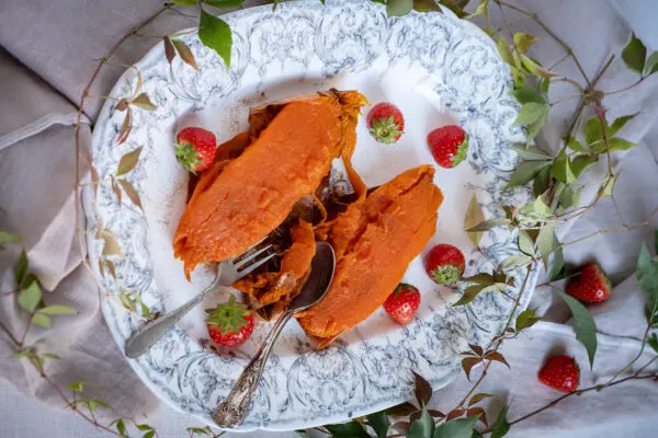 Zoete aardappel in de oven als toetje