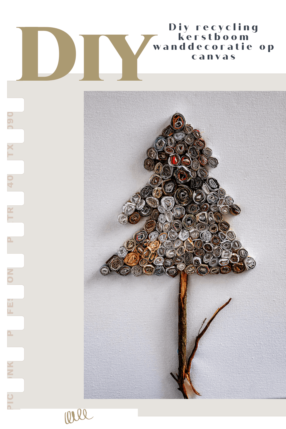 Diy recycling kerstboom wanddecoratie op canvas