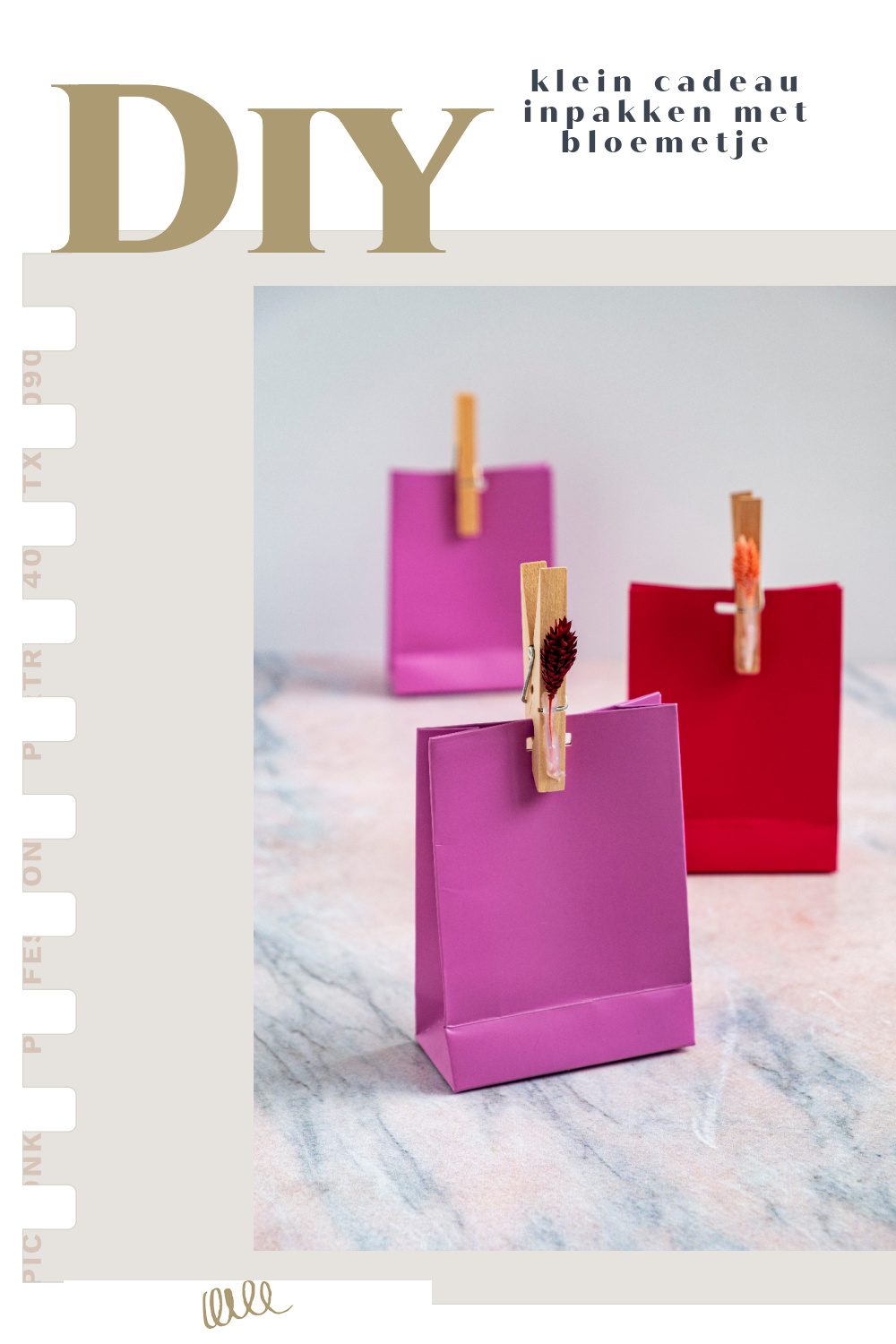 Diy klein cadeau inpakken met bloemetje