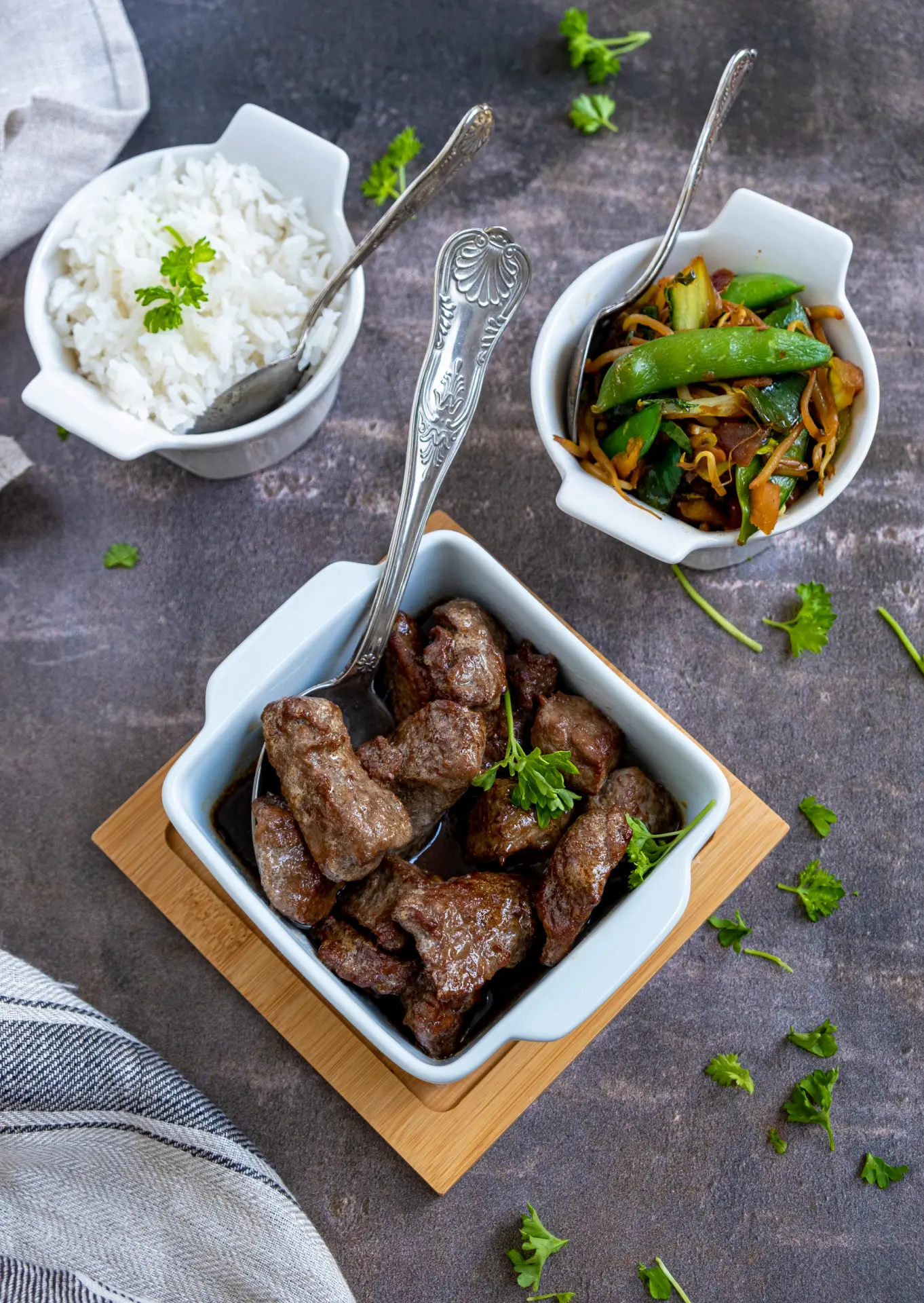 Oosterse roerbak groenten met biefstukpuntjes