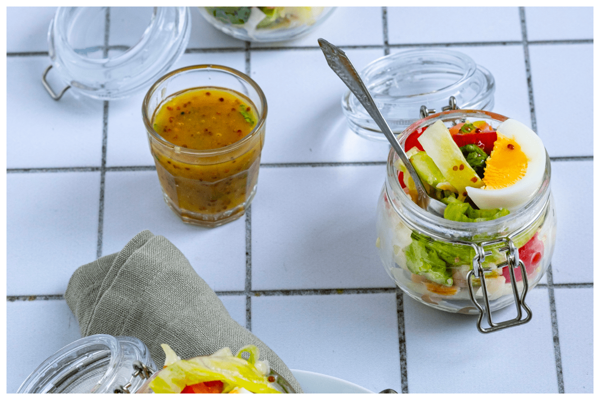 Vissalade à la Camiel met honingmosterddressing