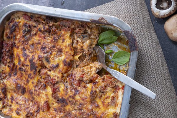 Lasagne met gehakt en kastanjechampignons