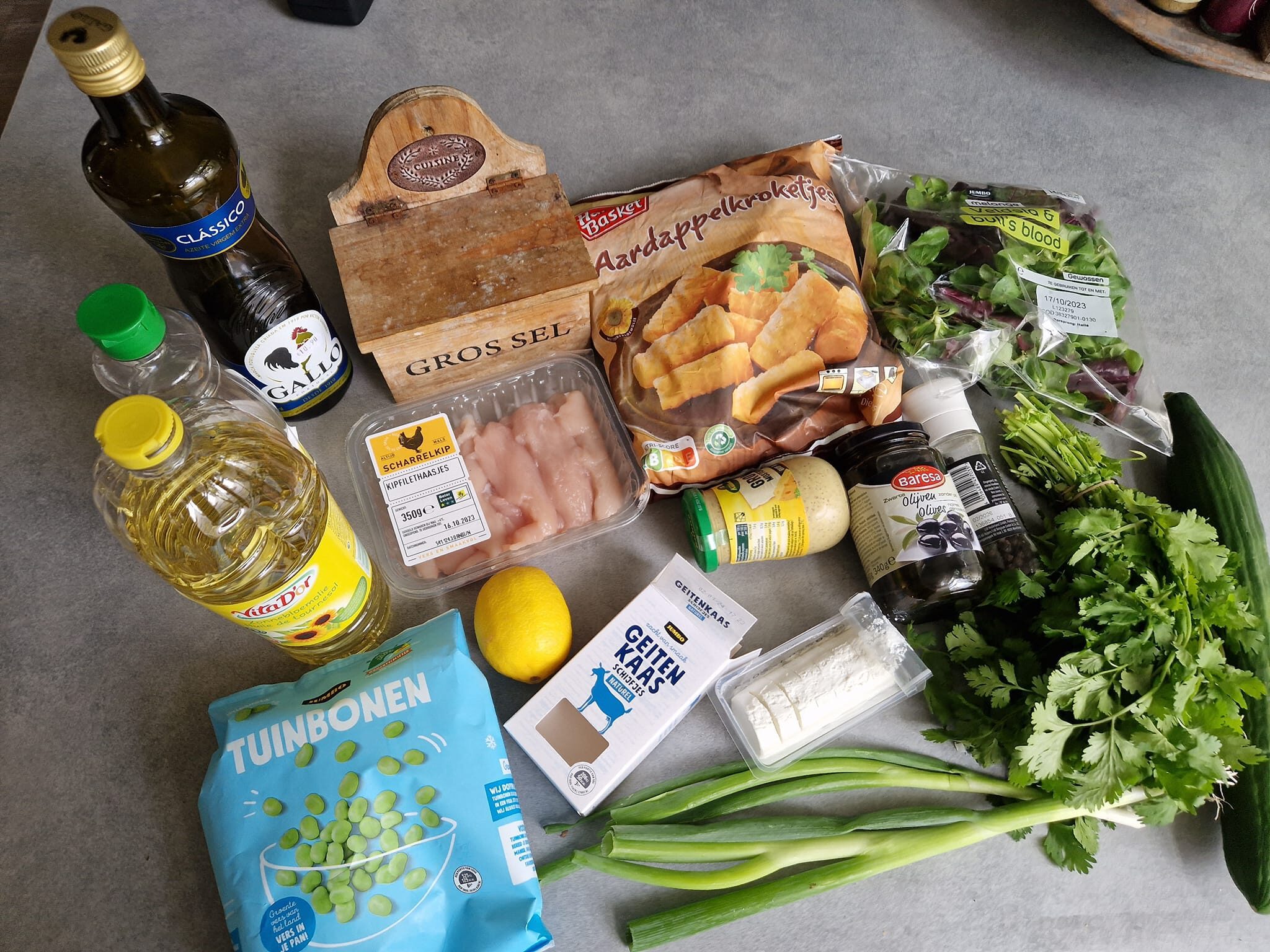 Ingrediënten voor 2 personen Tuinbonensalade met gegrilde kip