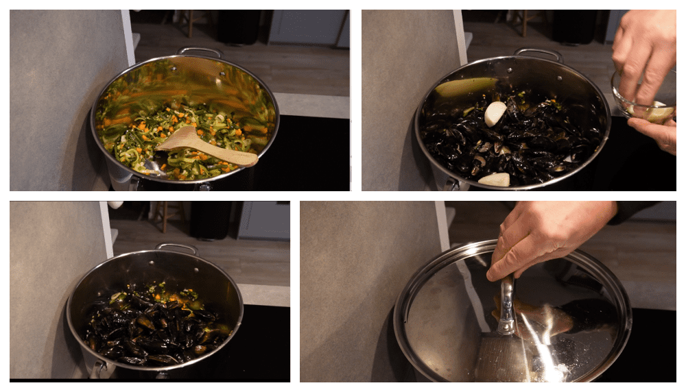 Ingrediënten voor 2 personen: Mosselen bereidt op Tongelrese wijze