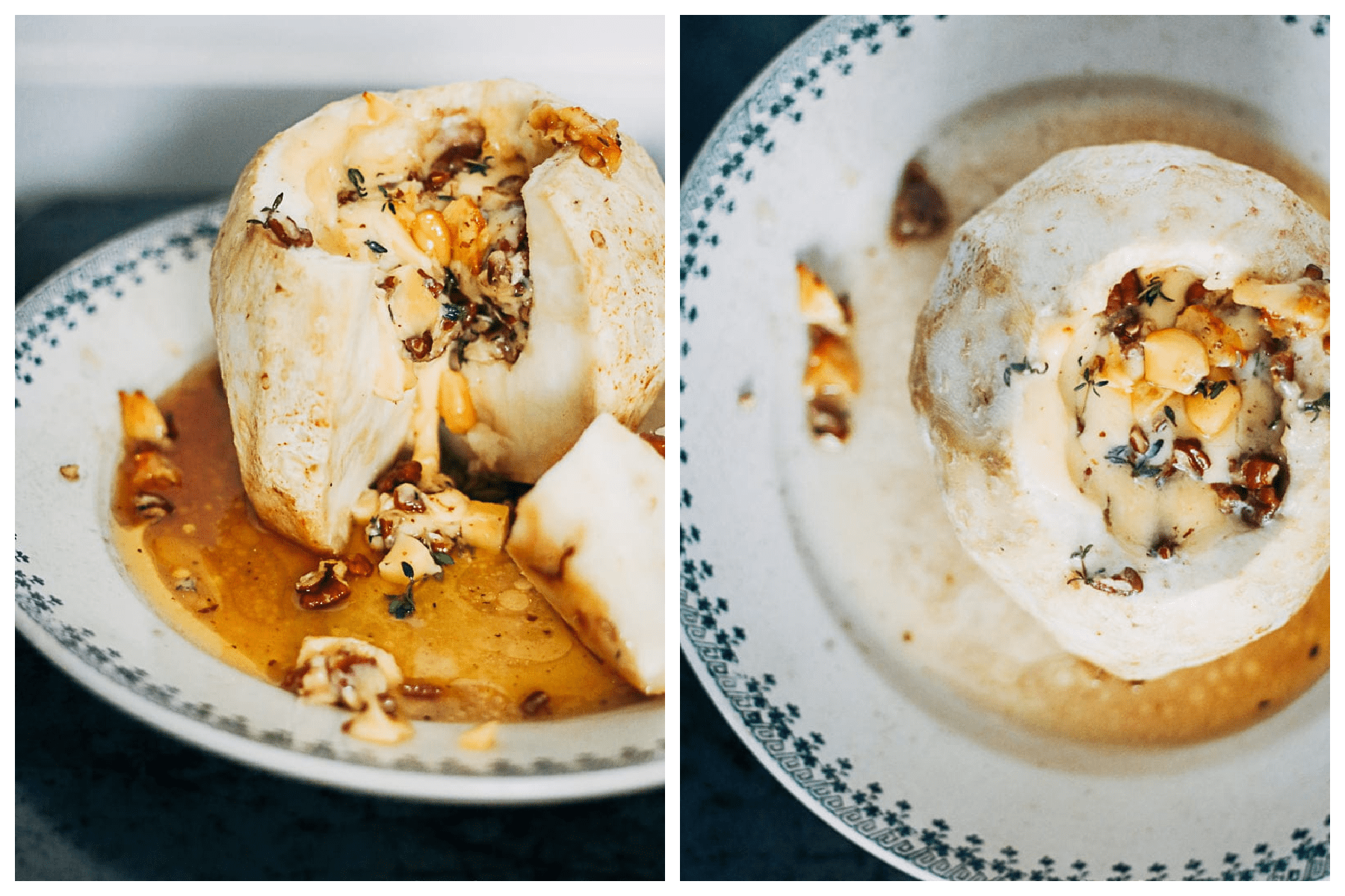 knolselderij uit de oven met kaas en pecannoten.