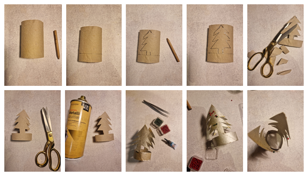 Instructies: Diy Kerstboom van een wc rol