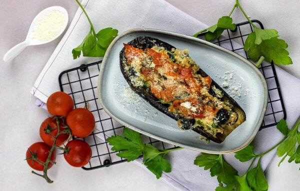 Vegetarische gevulde aubergines