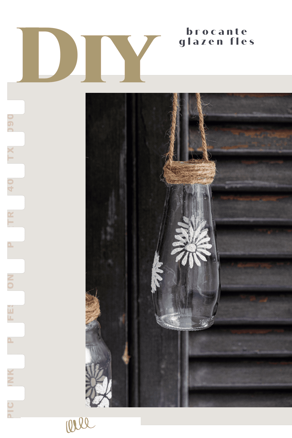 DIY brocante glazen fles