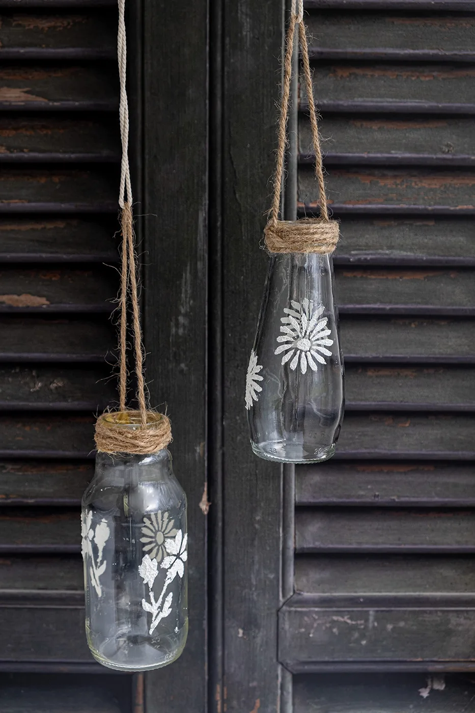 DIY brocante glazen fles