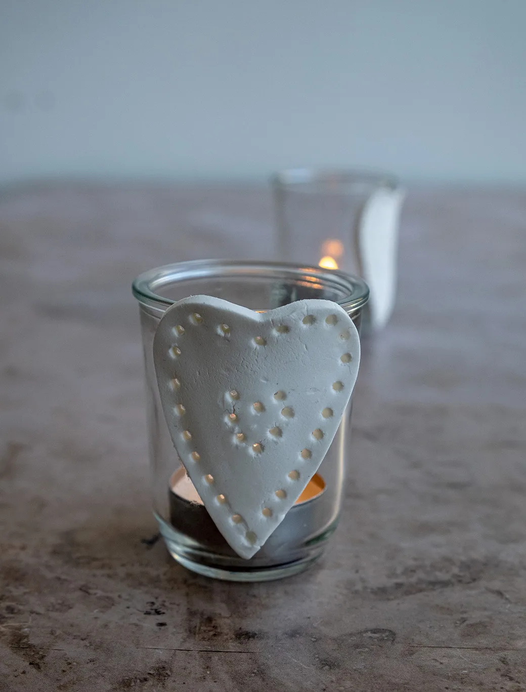 Theelicht hartje Diy van klei