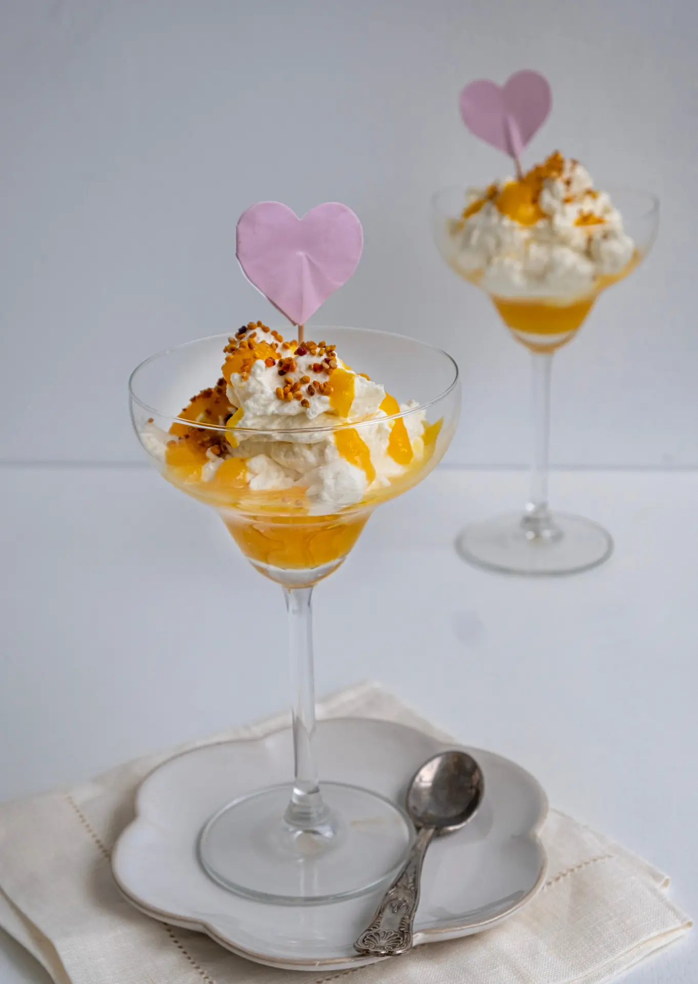 Heerlijk mascarpone dessert met perzik