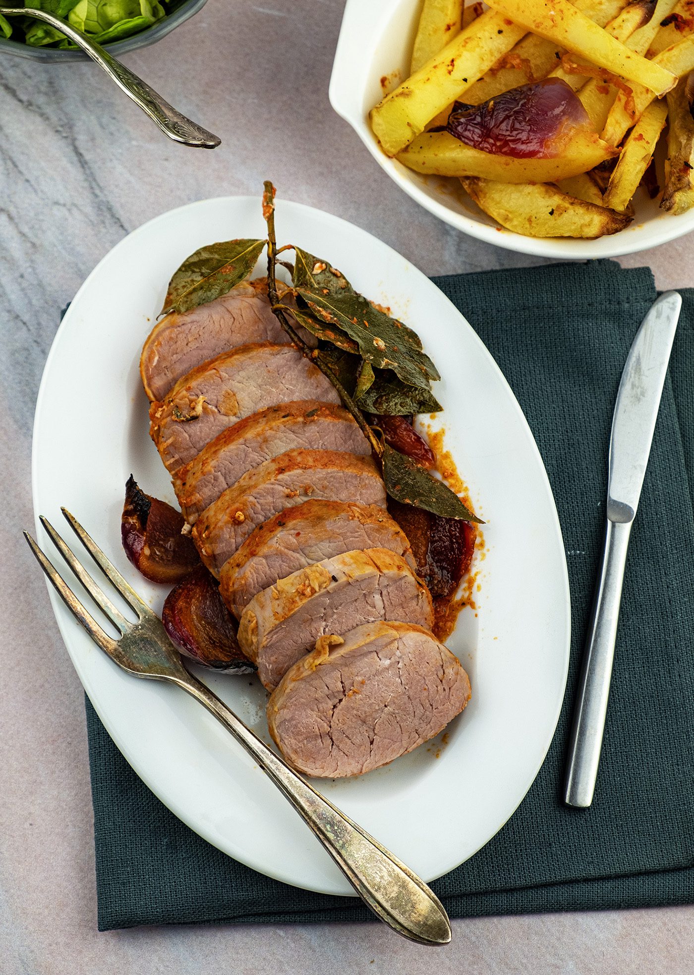 Varkenshaas met paprikapuree