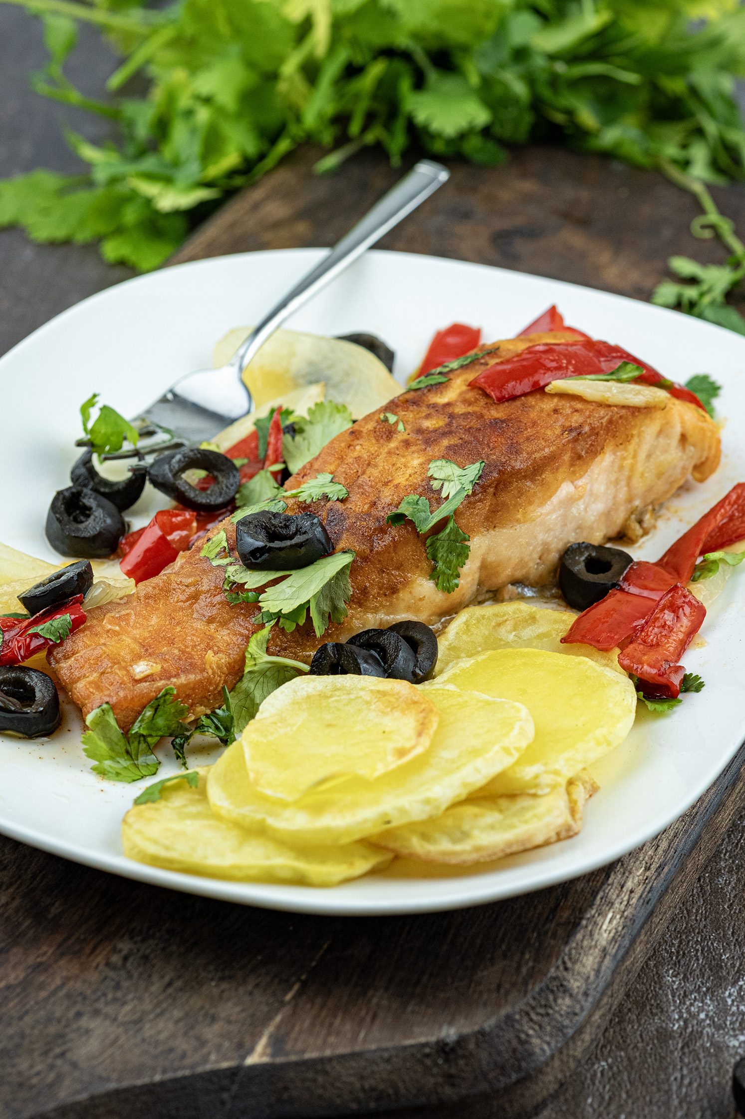 Gefrituurde zalm uit de oven