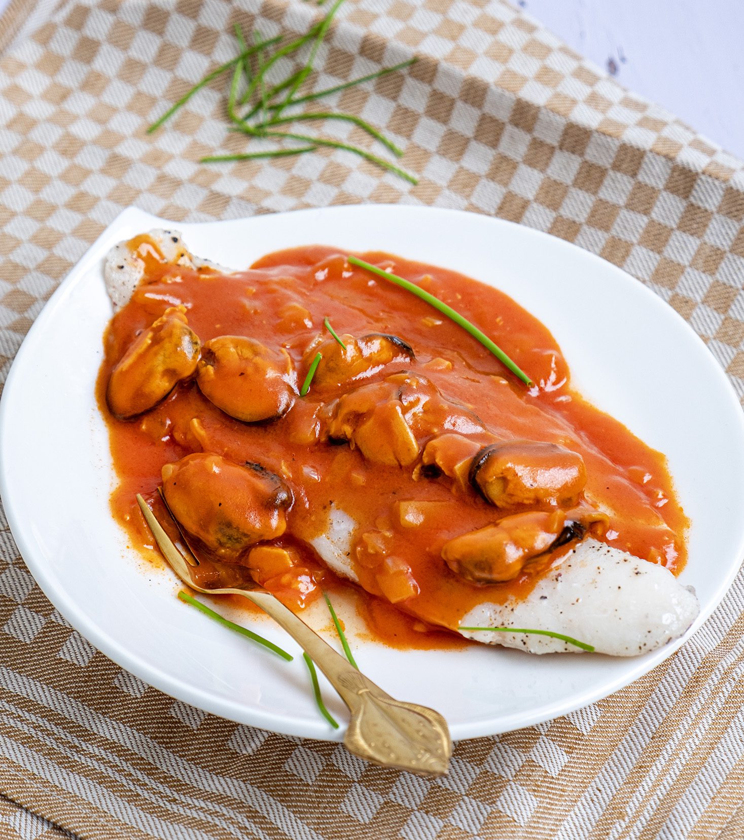 Pangafilet uit de oven met mosselsaus