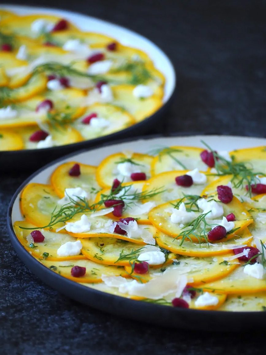 Gele courgette carpaccio