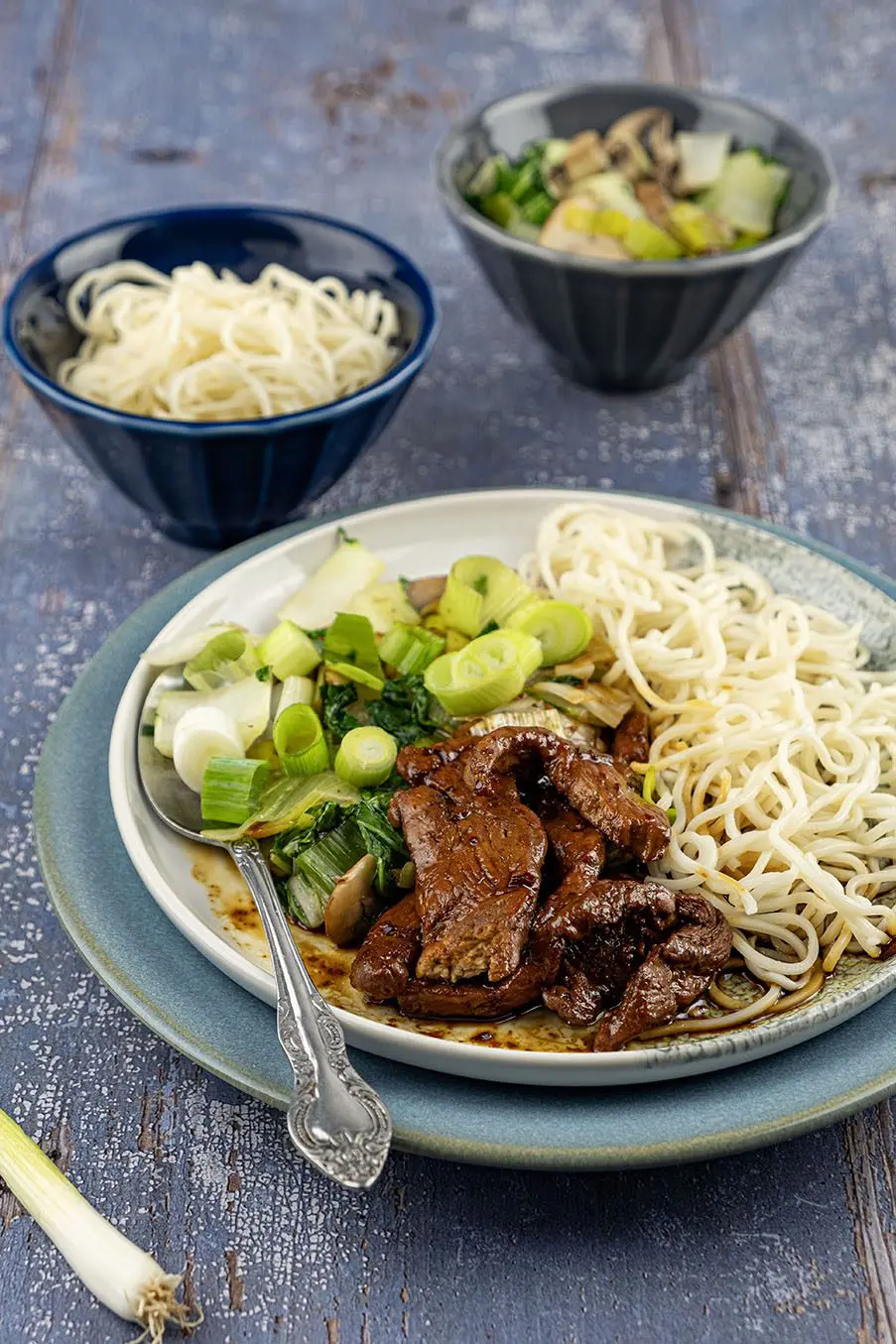 Kip ketjap met noedels en groente