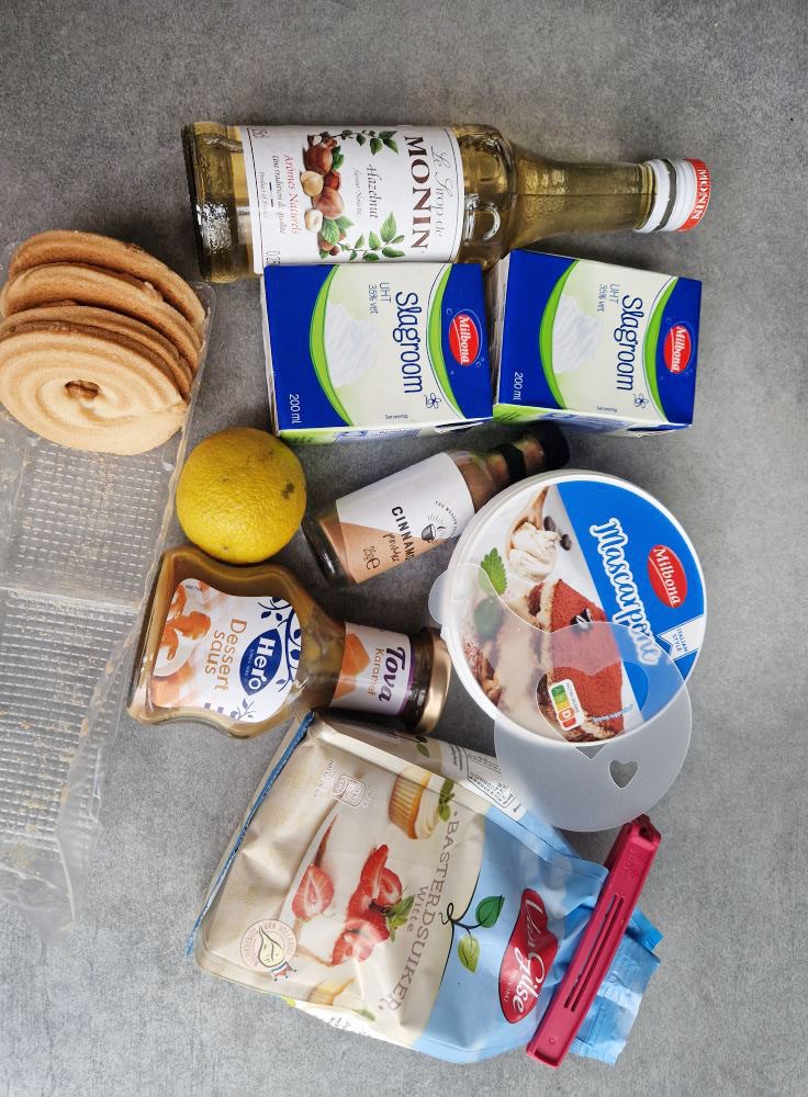 Ingrediënten voor 6 personen: Toetje met kaneelroom mascarpone
