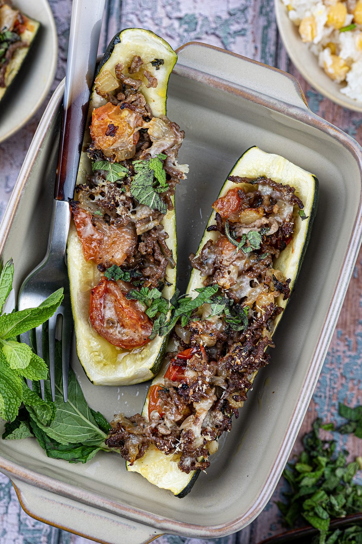 Gevulde courgettes uit de oven g