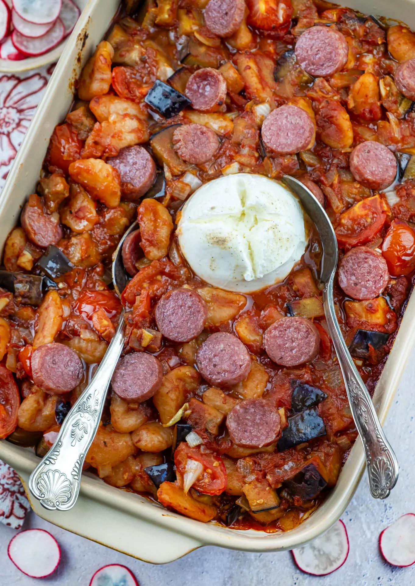 Gnocchi ovenschotel met aubergine en tomaten