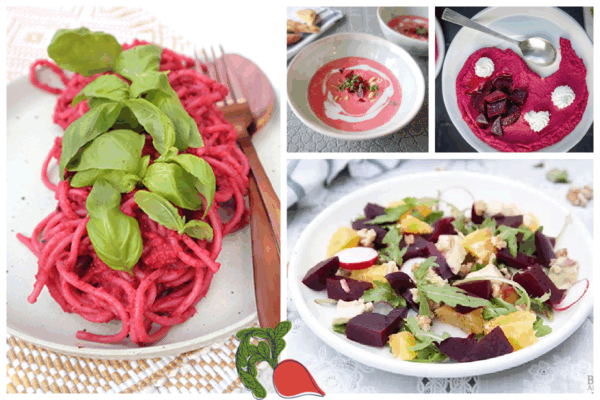 beslag met bietjes|Bietenbroodjes|Stapeltaartje met aardappel