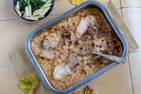 champignons en slagroom uit de oven|Kip