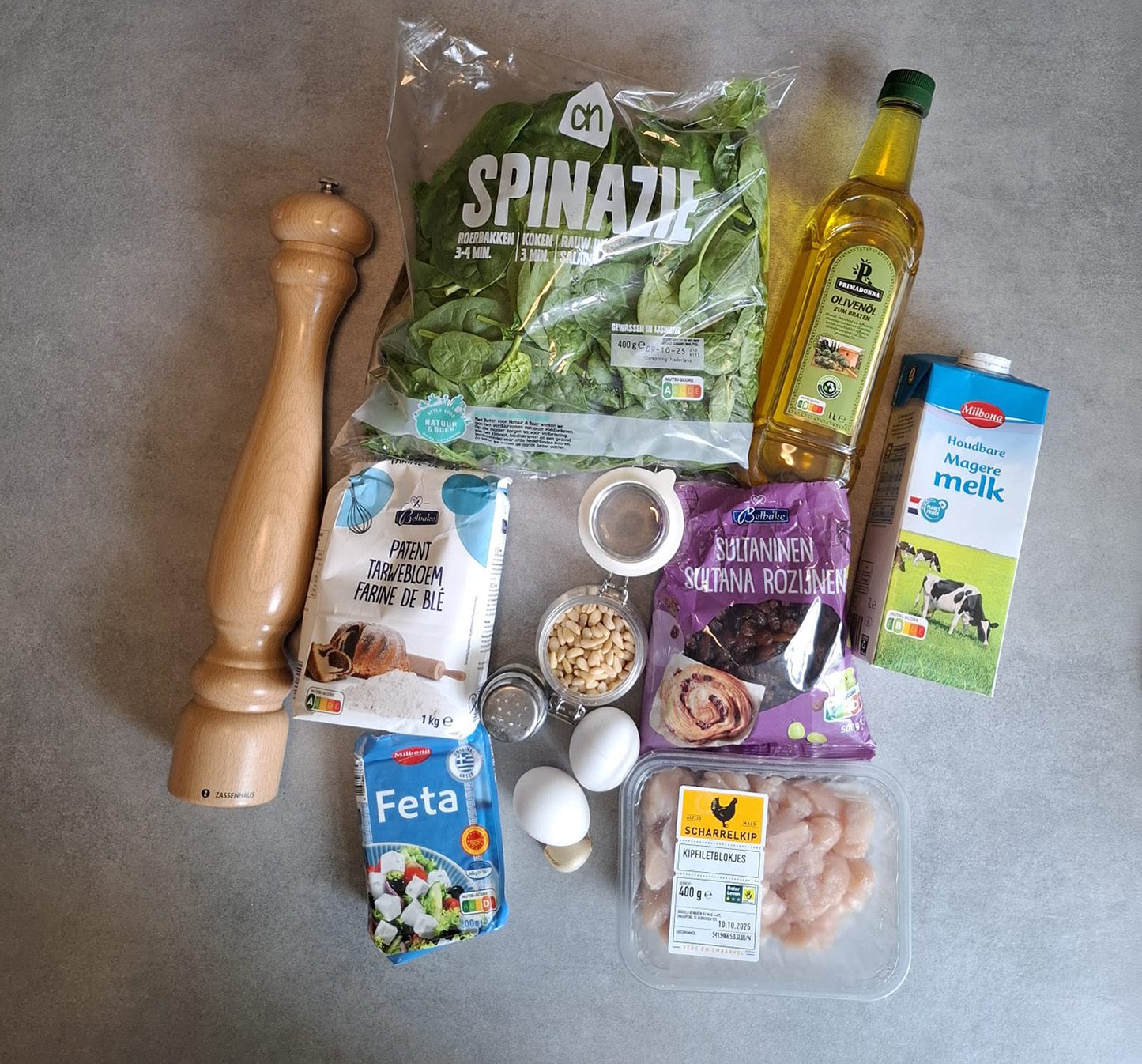 Ingrediënten voor 3 personen: Pannenkoeken met kipfilet