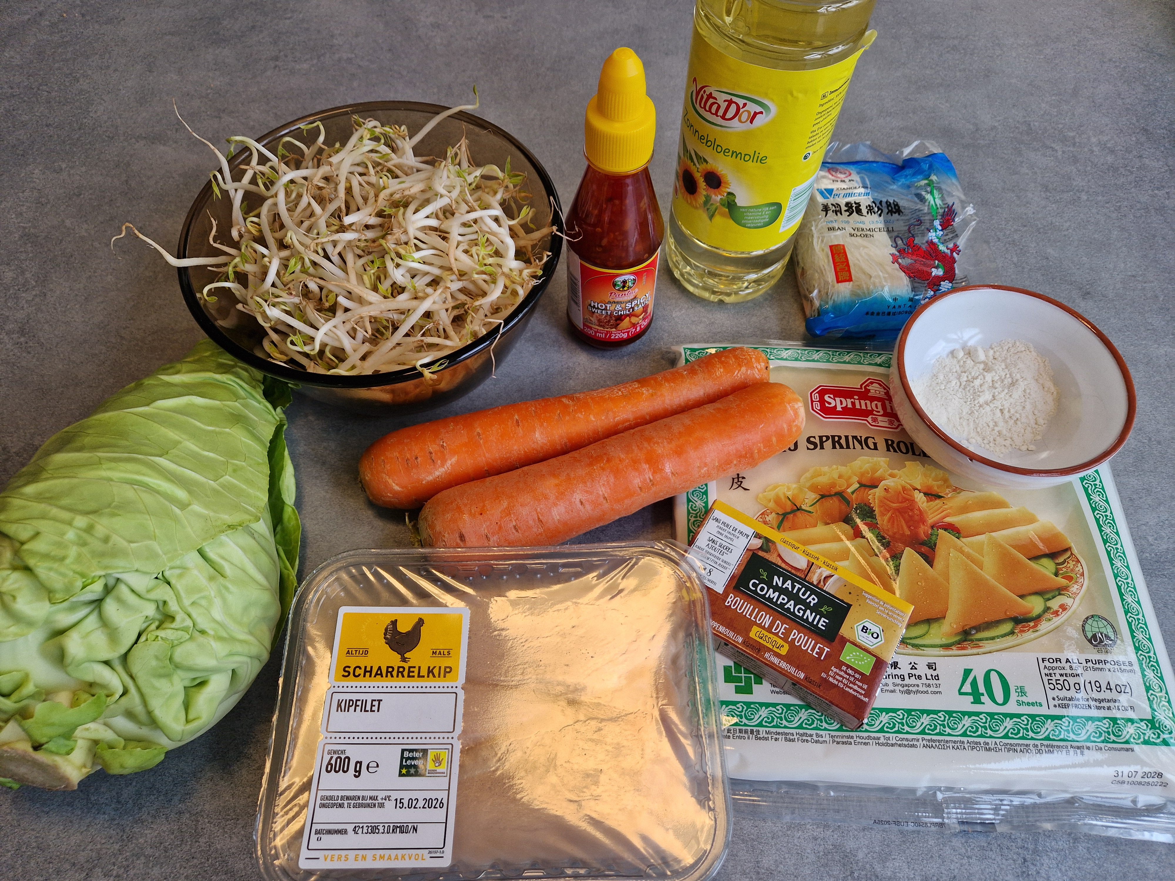 Ingrediënten voor 20 loempia’s
