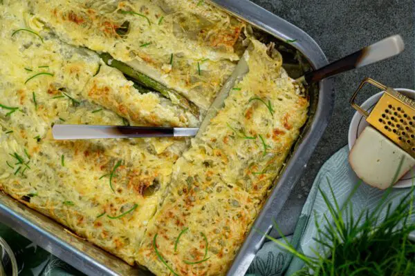 Ovenschotel met groene asperges en cannelloni