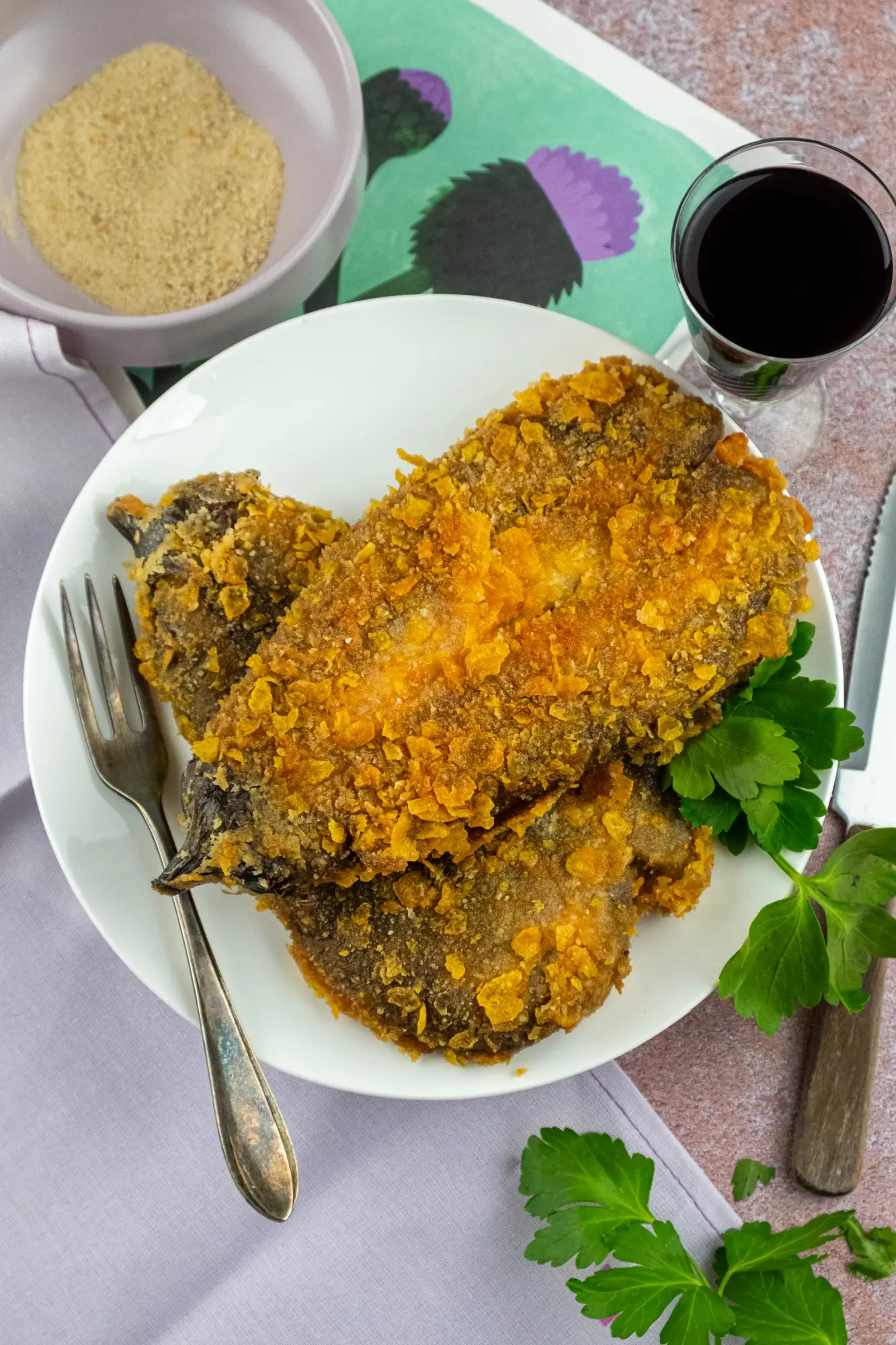 Gefrituurde schnitzel van aubergine